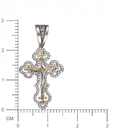 Крестик с 100 бриллиантами из комбинированного золота 750 пробы (арт. 838411)