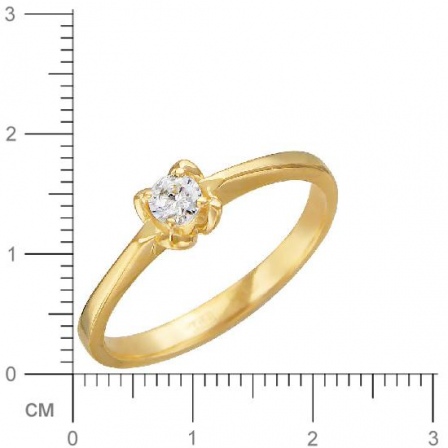 Кольцо с 1 фианитом из жёлтого золота (арт. 838999)