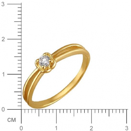 Кольцо с 1 фианитом из жёлтого золота (арт. 839101)