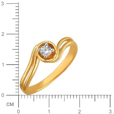 Кольцо с 1 фианитом из комбинированного золота (арт. 839102)