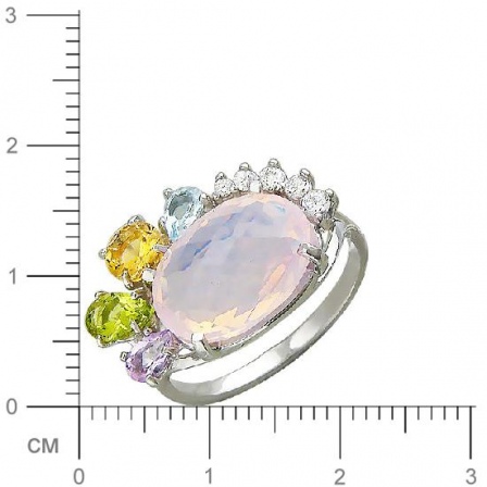 Кольцо с россыпью цветных камней из серебра (арт. 839210)