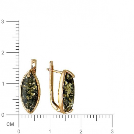 Серьги с янтарем и малахитами из серебра с позолотой (арт. 839544)