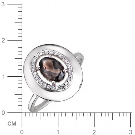 Кольцо с раухтопазом и циркониями из серебра (арт. 839809)