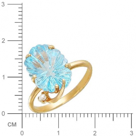 Кольцо Цветок с топазом и фианитом из красного золота (арт. 840584)