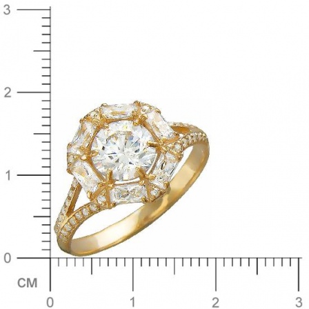 Кольцо с кристаллами swarovski и фианитами из серебра с позолотой (арт. 841016)