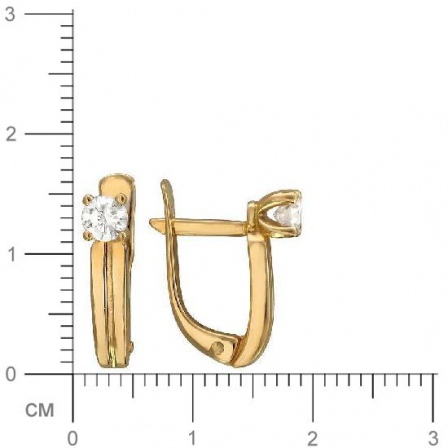 Серьги с 2 фианитами из жёлтого золота (арт. 841124)
