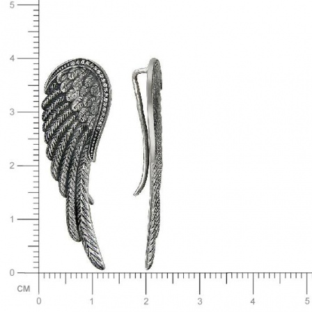 Серьги Крылья с 38 фианитами из серебра (арт. 841960)