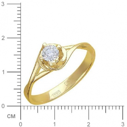 Кольцо с 1 фианитом из жёлтого золота (арт. 842435)