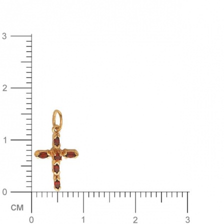 Крестик с 6 гранатами из красного золота (арт. 842701)