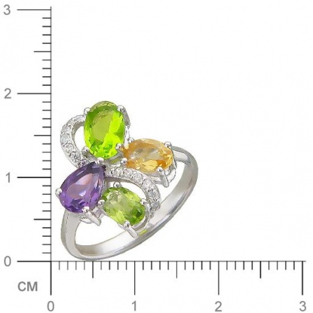 Кольцо с россыпью цветных камней из серебра (арт. 842880)