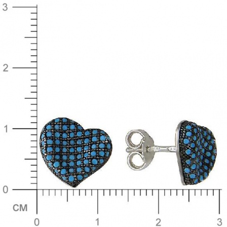 Серьги сердечки с бирюзой из серебра (арт. 842957)