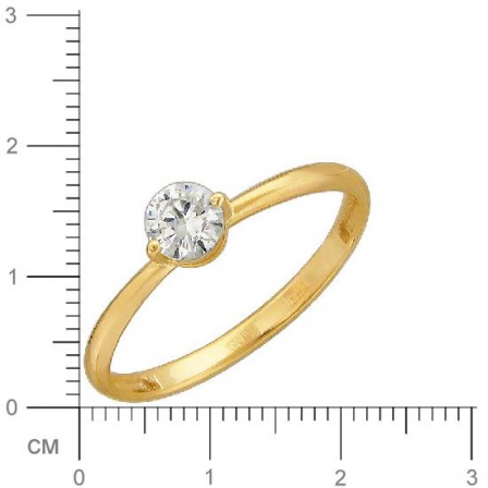 Кольцо с 1 фианитом из жёлтого золота (арт. 843265)