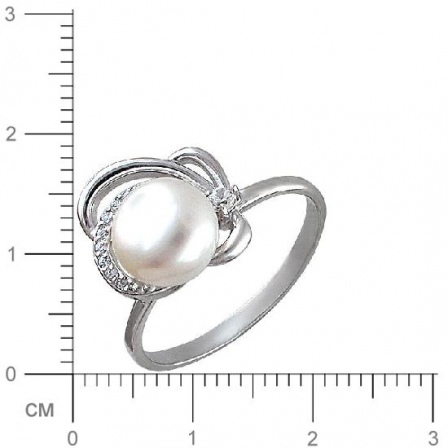 Кольцо с жемчугом и фианитами из серебра (арт. 843313)
