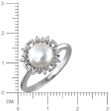 Кольцо с жемчугом и фианитами из серебра (арт. 843319)