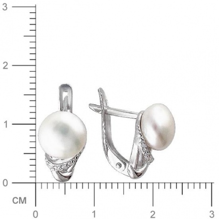 Серьги с жемчугом и фианитами из серебра (арт. 843338)