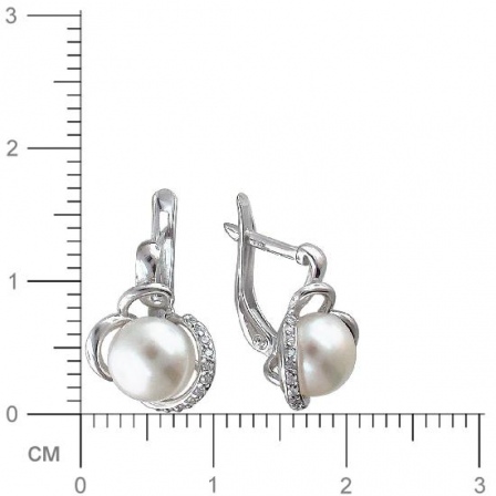 Серьги с жемчугом и фианитами из серебра (арт. 843339)