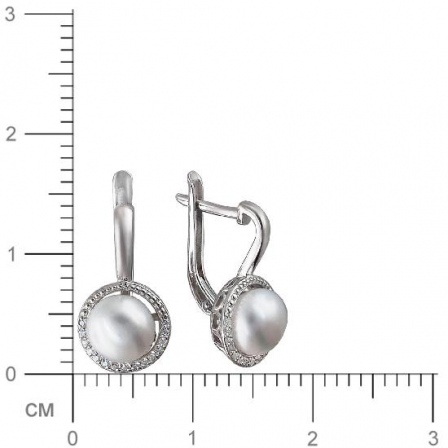 Серьги с жемчугом и фианитами из серебра (арт. 843346)