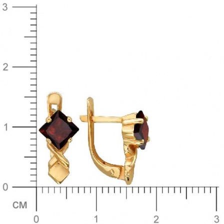 Серьги с 2 гранатами из красного золота (арт. 843378)