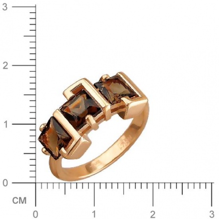 Кольцо с 3 раухтопазами из красного золота (арт. 843465)
