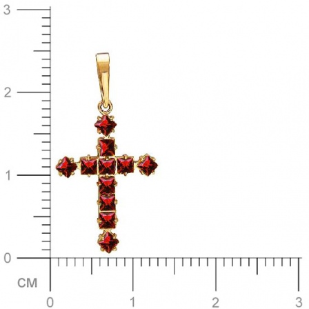Крестик с 11 гранатами из красного золота (арт. 843482)