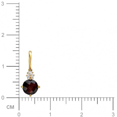 Подвеска с гранатом и фианитами из жёлтого золота (арт. 843649)