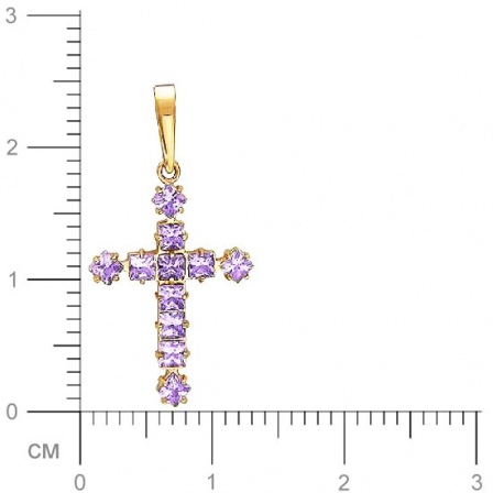 Крестик с 11 аметистами из красного золота (арт. 844141)