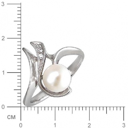 Кольцо с жемчугом и фианитами из серебра (арт. 844991)
