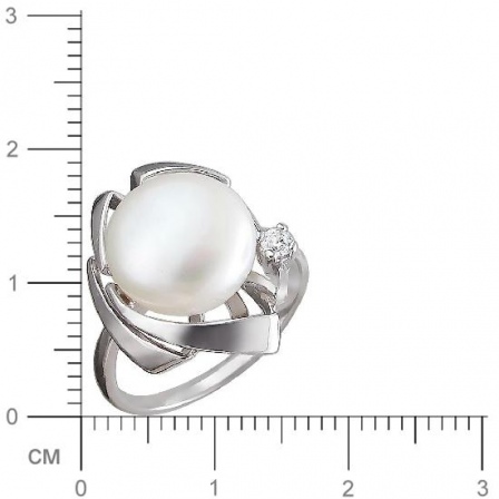 Кольцо с жемчугом и фианитами из серебра (арт. 844996)