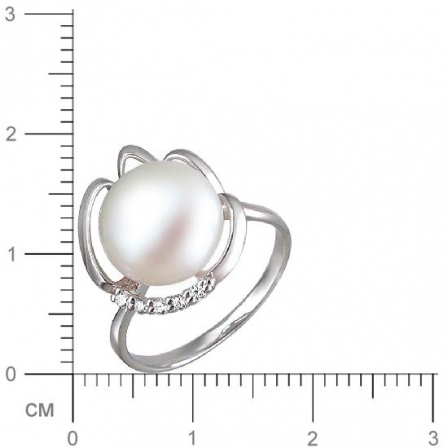 Кольцо с жемчугом и фианитами из серебра (арт. 844998)
