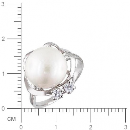 Кольцо с жемчугом и фианитами из серебра (арт. 844999)