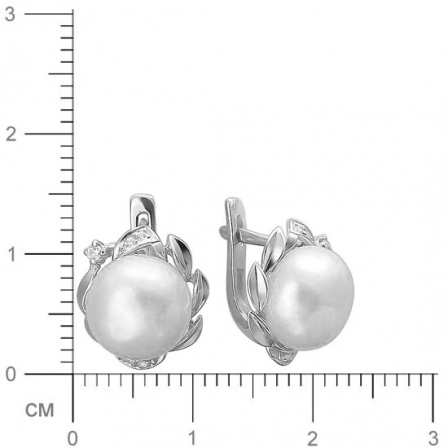 Серьги с жемчугом и фианитами из серебра (арт. 845094)