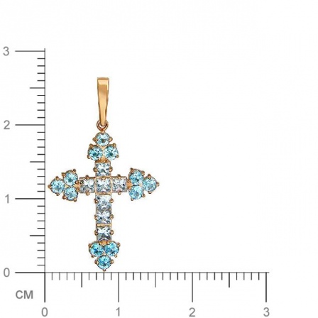 Крестик с 19 топазами из красного золота (арт. 845414)