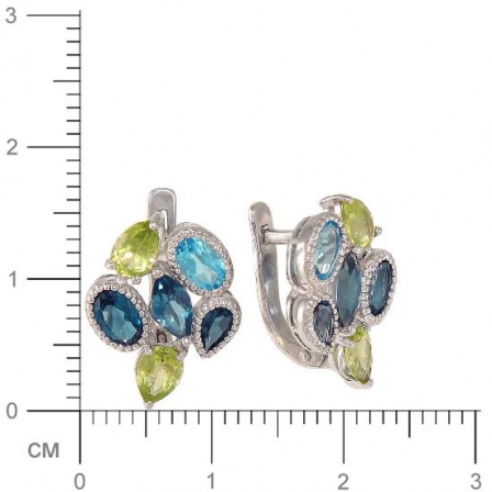 Серьги с хризолитами и топазами из серебра (арт. 847033)