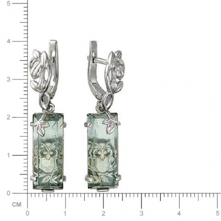 Серьги Совы с 2 празиолитами из серебра (арт. 847994)