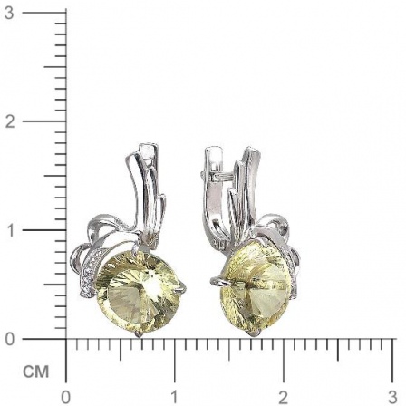 Серьги с цитринами и фианитами из серебра (арт. 848516)