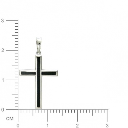 Крестик с 3 ониксами из серебра (арт. 853078)