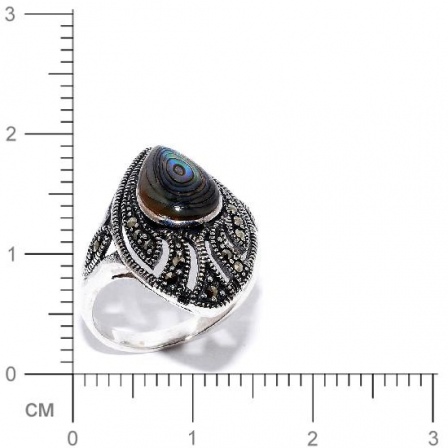 Кольцо с перламутром и марказитами из серебра (арт. 905372)