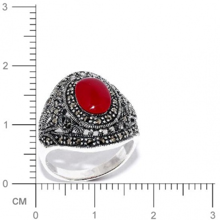 Кольцо с марказитами и агатами из серебра (арт. 906014)