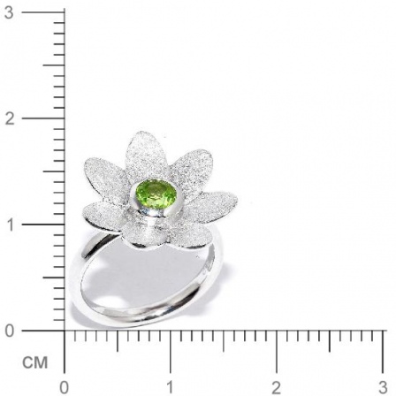 Кольцо Цветок с хризолитами из серебра (арт. 907093)