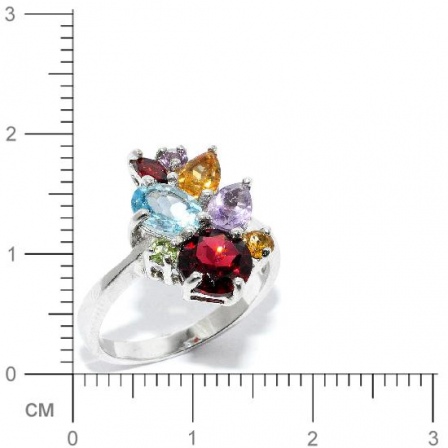 Кольцо с россыпью цветных камней из серебра (арт. 907670)