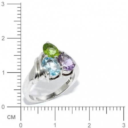 Кольцо с хризолитами, топазами и аметистами из серебра (арт. 908474)