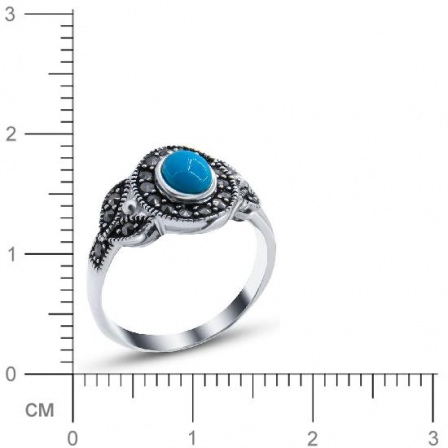 Кольцо с марказитами и бирюзой из серебра (арт. 909600)