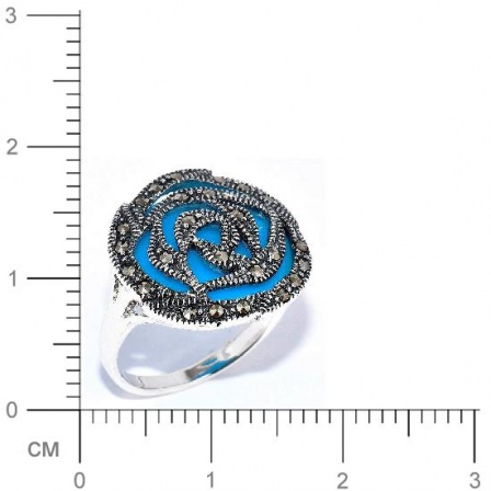 Кольцо с марказитами и бирюзой из серебра (арт. 909652)