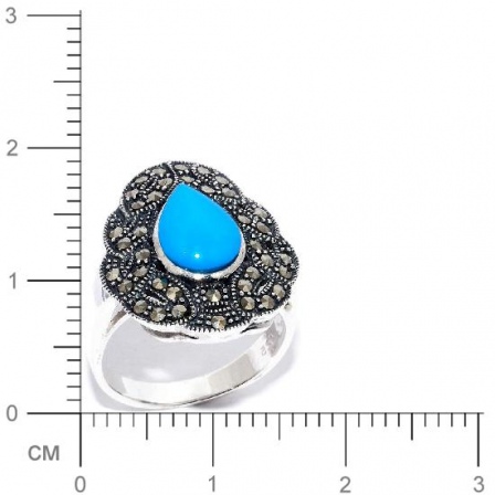 Кольцо с марказитами и бирюзой из серебра (арт. 909794)