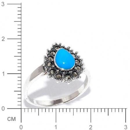 Кольцо с марказитами и бирюзой из серебра (арт. 909971)