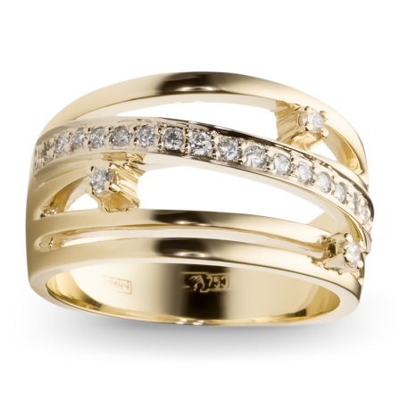 Кольцо с 20 бриллиантами из комбинированного золота 750 пробы (арт. 300885)