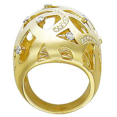 Кольцо с бриллиантами из желтого золота 750 пробы (арт. 324617)