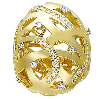 Кольцо с бриллиантами из желтого золота 750 пробы (арт. 324617)