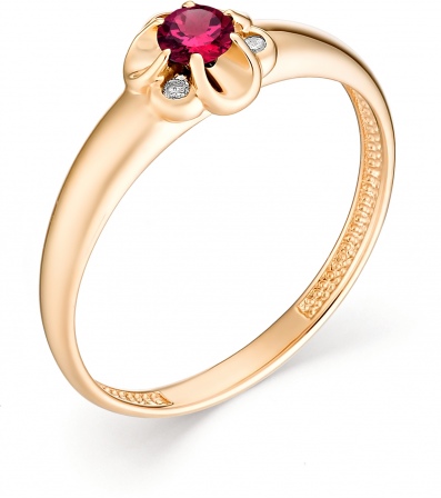 Кольцо Цветок с рубином и бриллиантами из красного золота (арт. 800421)