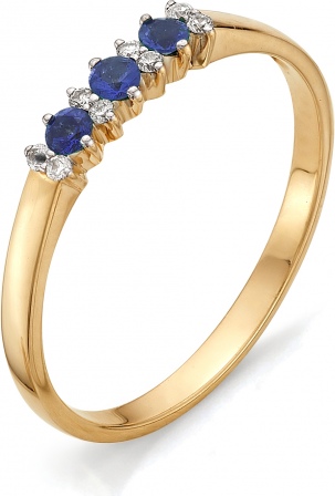 Кольцо с бриллиантами, сапфирами из красного золота (арт. 810937)